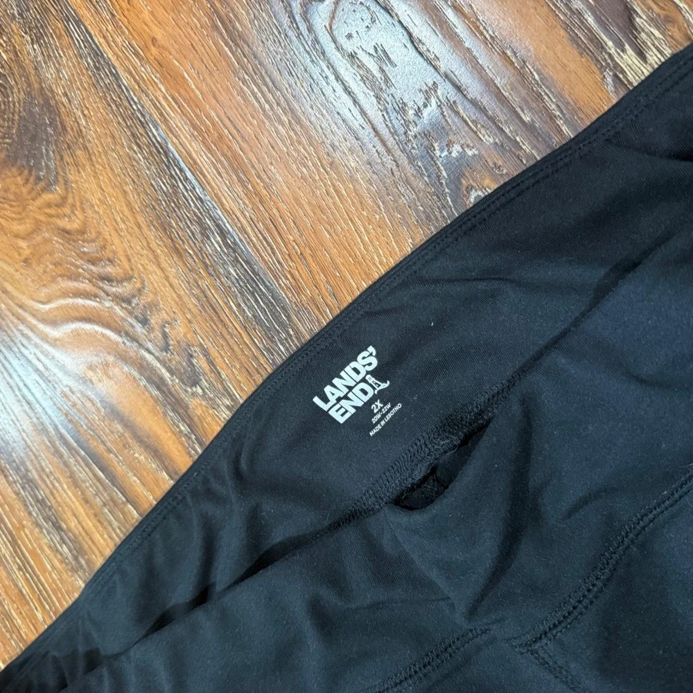 Lands End 2X Active Pants Womens Black Straight Leg Stretch Pockets 20W-22W